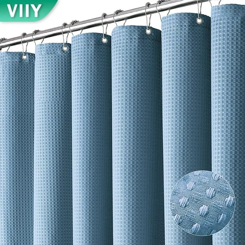 VIIY Blue Waterproof Shower Curtain